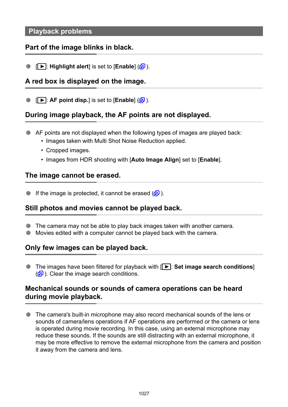 Playback problems | Canon EOS R6 Mark II Mirrorless Camera with 24-105mm f/4-7.1 Lens User Manual | Page 1027 / 1074