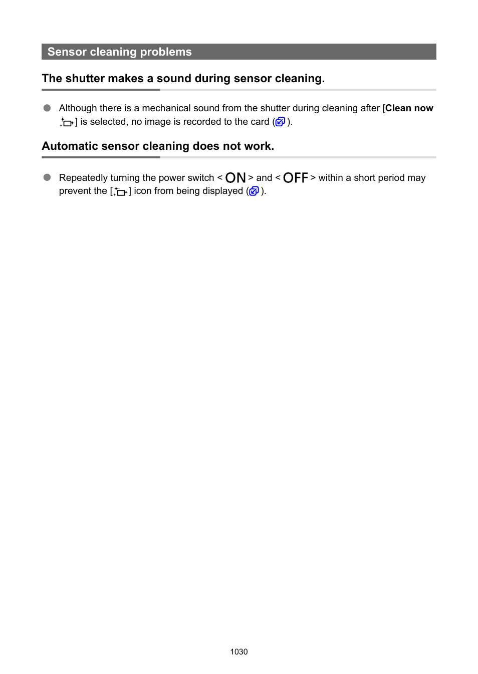 Sensor cleaning problems | Canon EOS R6 Mark II Mirrorless Camera with 24-105mm f/4-7.1 Lens User Manual | Page 1030 / 1074