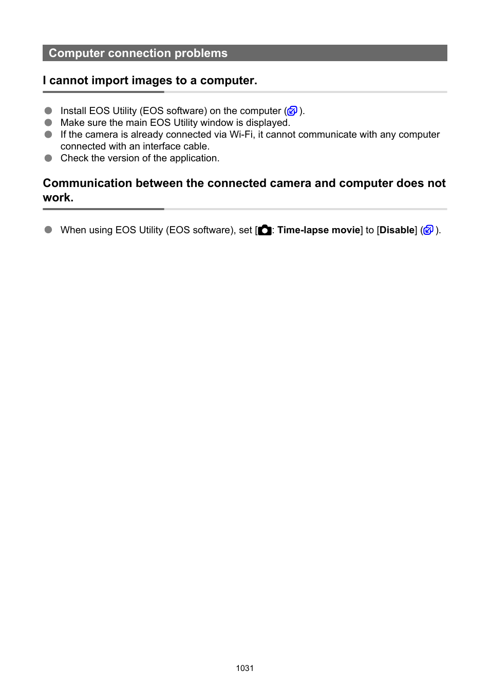 Computer connection problems | Canon EOS R6 Mark II Mirrorless Camera with 24-105mm f/4-7.1 Lens User Manual | Page 1031 / 1074