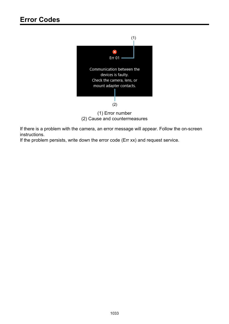 Error codes 3, Error codes | Canon EOS R6 Mark II Mirrorless Camera with 24-105mm f/4-7.1 Lens User Manual | Page 1033 / 1074