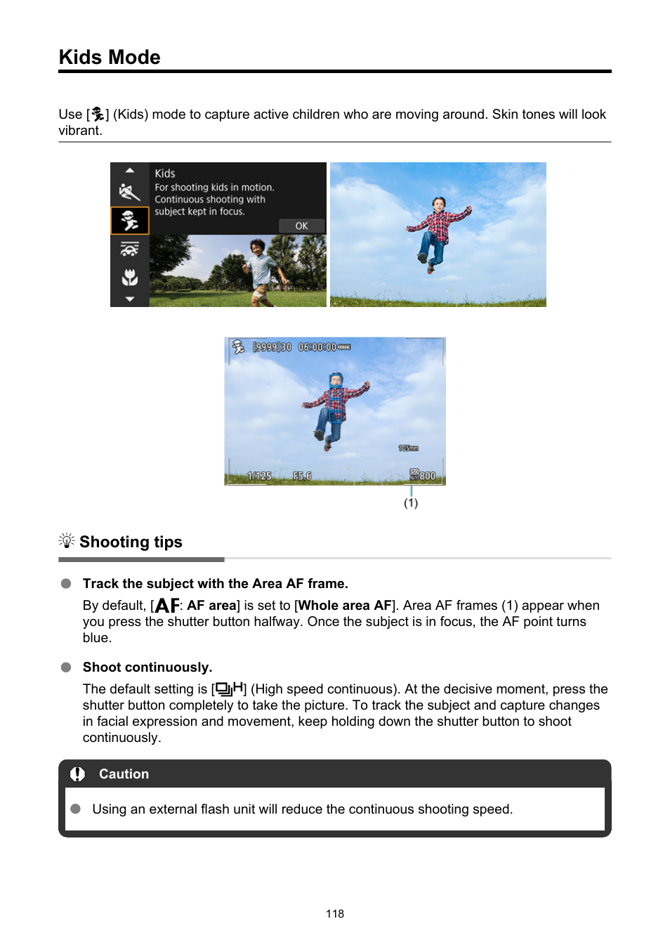 Kids mode, Kids | Canon EOS R6 Mark II Mirrorless Camera with 24-105mm f/4-7.1 Lens User Manual | Page 118 / 1074