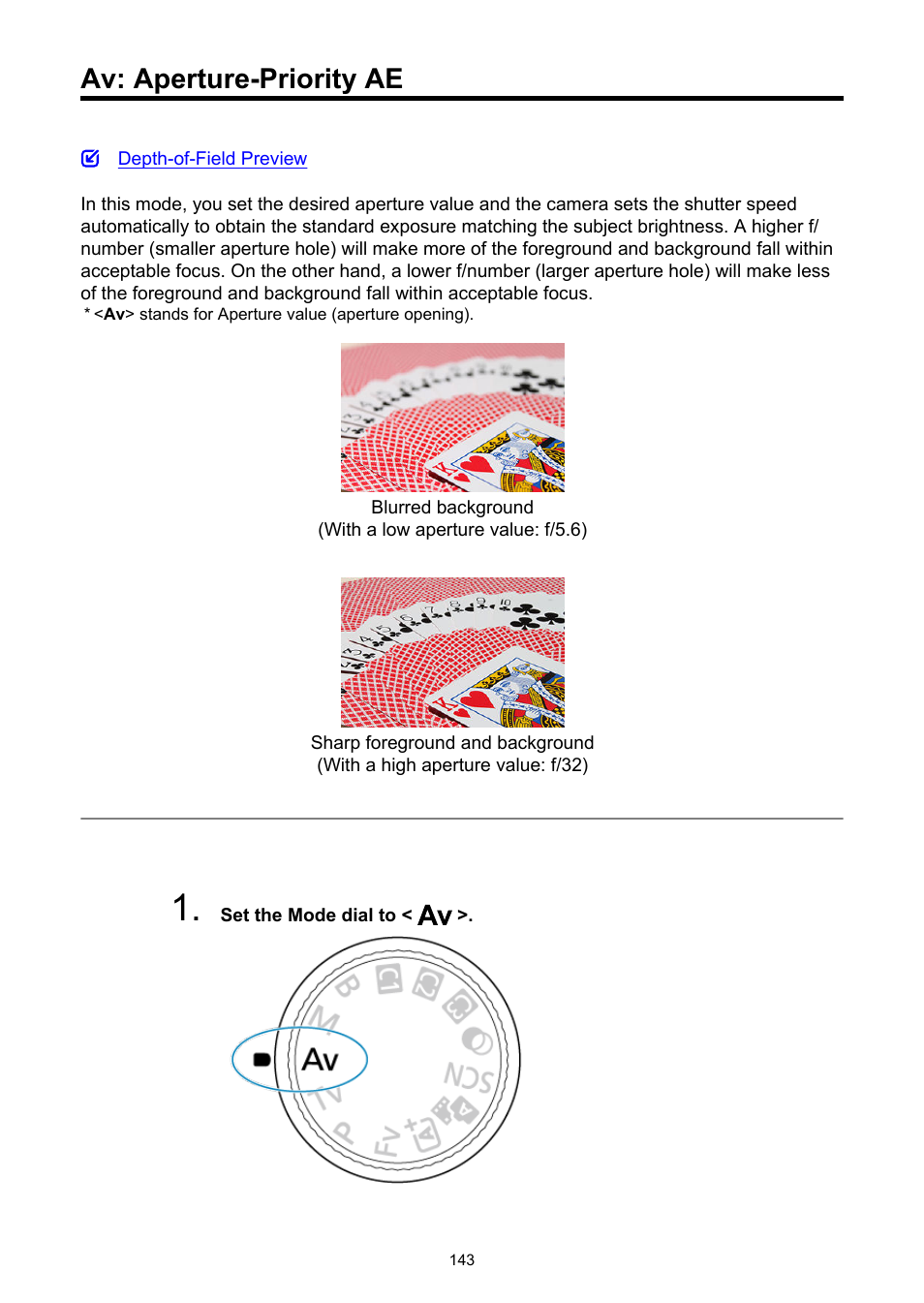 Av: aperture-priority ae, Aperture-priority ae | Canon EOS R6 Mark II Mirrorless Camera with 24-105mm f/4-7.1 Lens User Manual | Page 143 / 1074