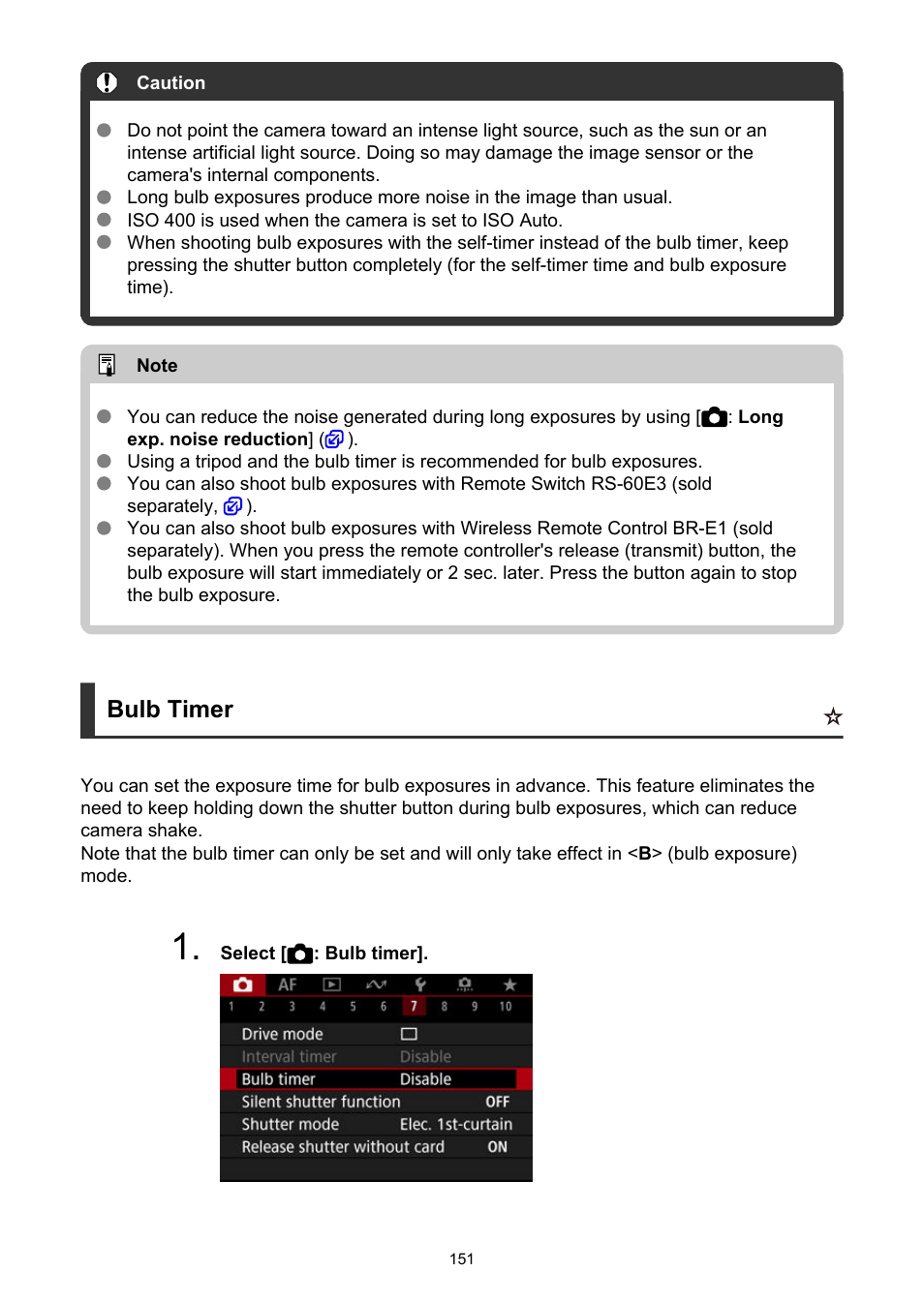 Bulb timer | Canon EOS R6 Mark II Mirrorless Camera with 24-105mm f/4-7.1 Lens User Manual | Page 151 / 1074