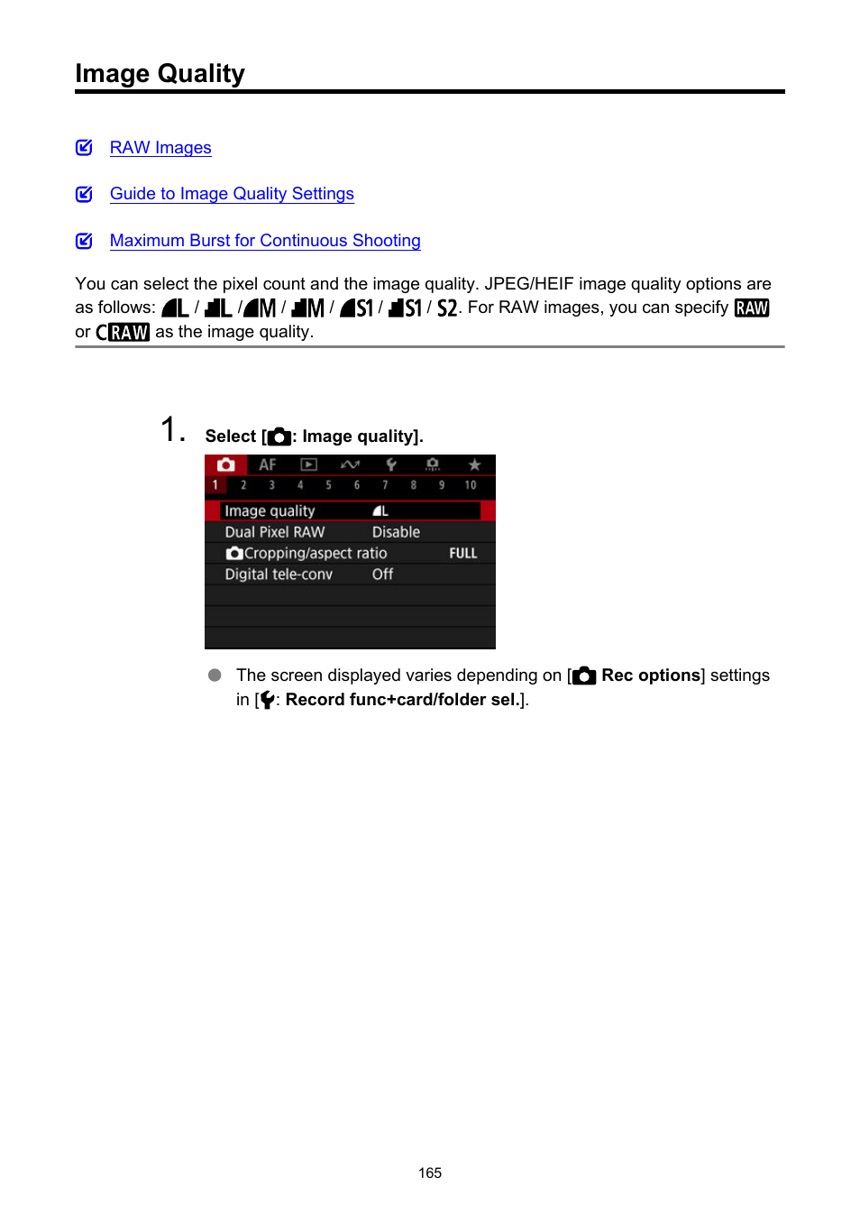 Image quality | Canon EOS R6 Mark II Mirrorless Camera with 24-105mm f/4-7.1 Lens User Manual | Page 165 / 1074