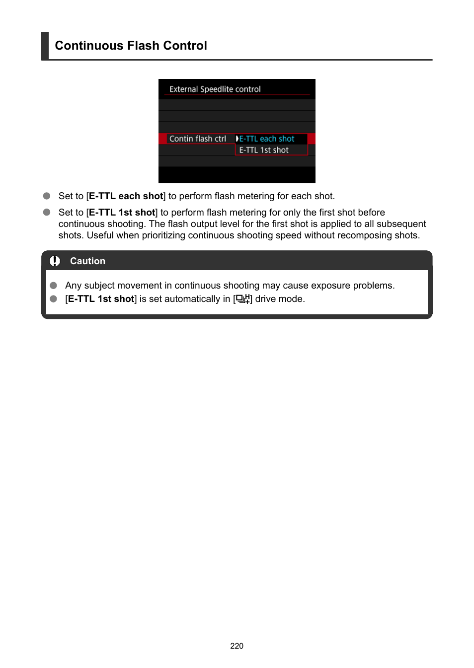 Continuous flash control | Canon EOS R6 Mark II Mirrorless Camera with 24-105mm f/4-7.1 Lens User Manual | Page 220 / 1074
