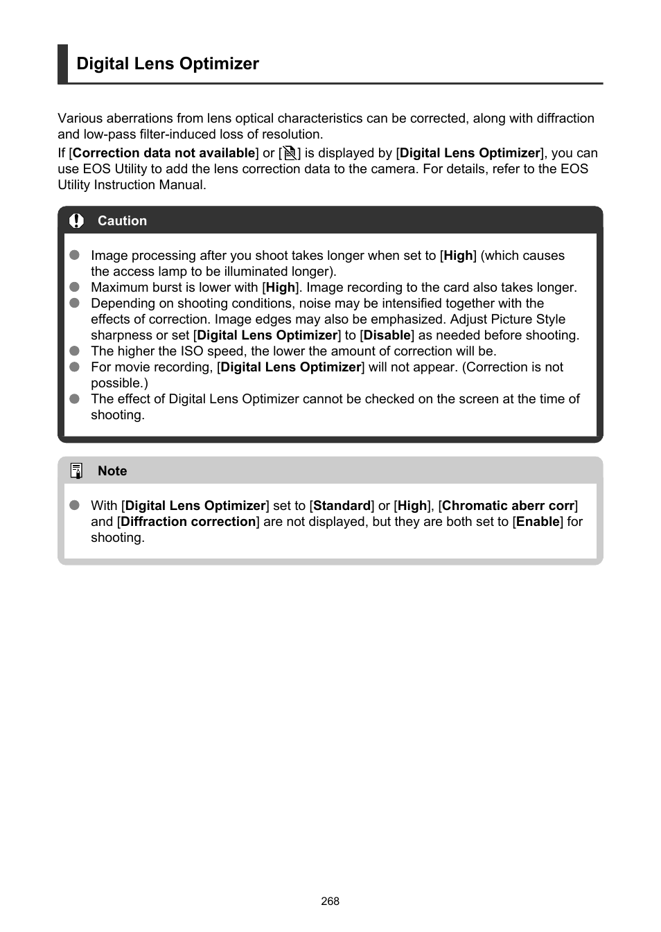 Digital lens optimizer | Canon EOS R6 Mark II Mirrorless Camera with 24-105mm f/4-7.1 Lens User Manual | Page 268 / 1074