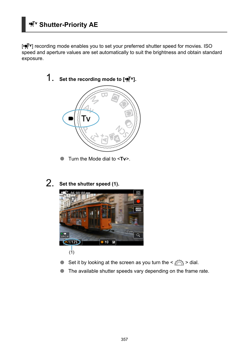 Shutter-priority ae | Canon EOS R6 Mark II Mirrorless Camera with 24-105mm f/4-7.1 Lens User Manual | Page 357 / 1074