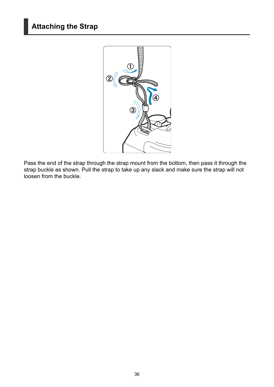 Attaching the strap | Canon EOS R6 Mark II Mirrorless Camera with 24-105mm f/4-7.1 Lens User Manual | Page 36 / 1074