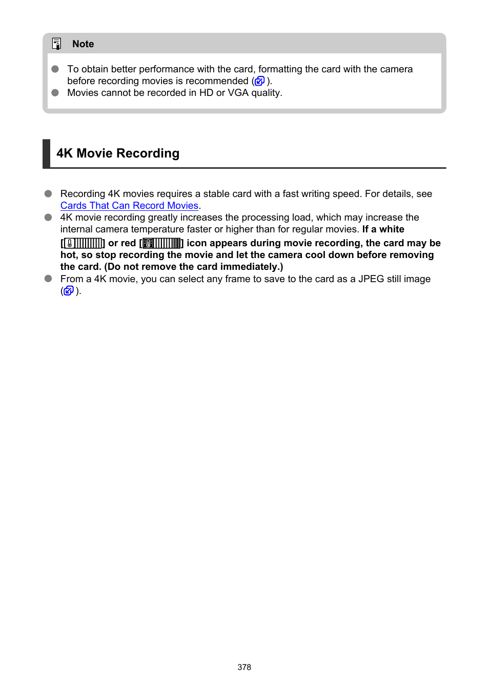 4k movie recording | Canon EOS R6 Mark II Mirrorless Camera with 24-105mm f/4-7.1 Lens User Manual | Page 378 / 1074