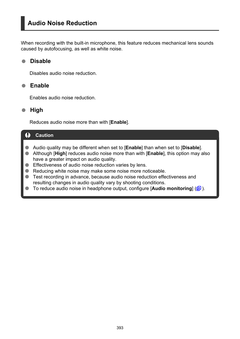 Audio noise reduction | Canon EOS R6 Mark II Mirrorless Camera with 24-105mm f/4-7.1 Lens User Manual | Page 393 / 1074
