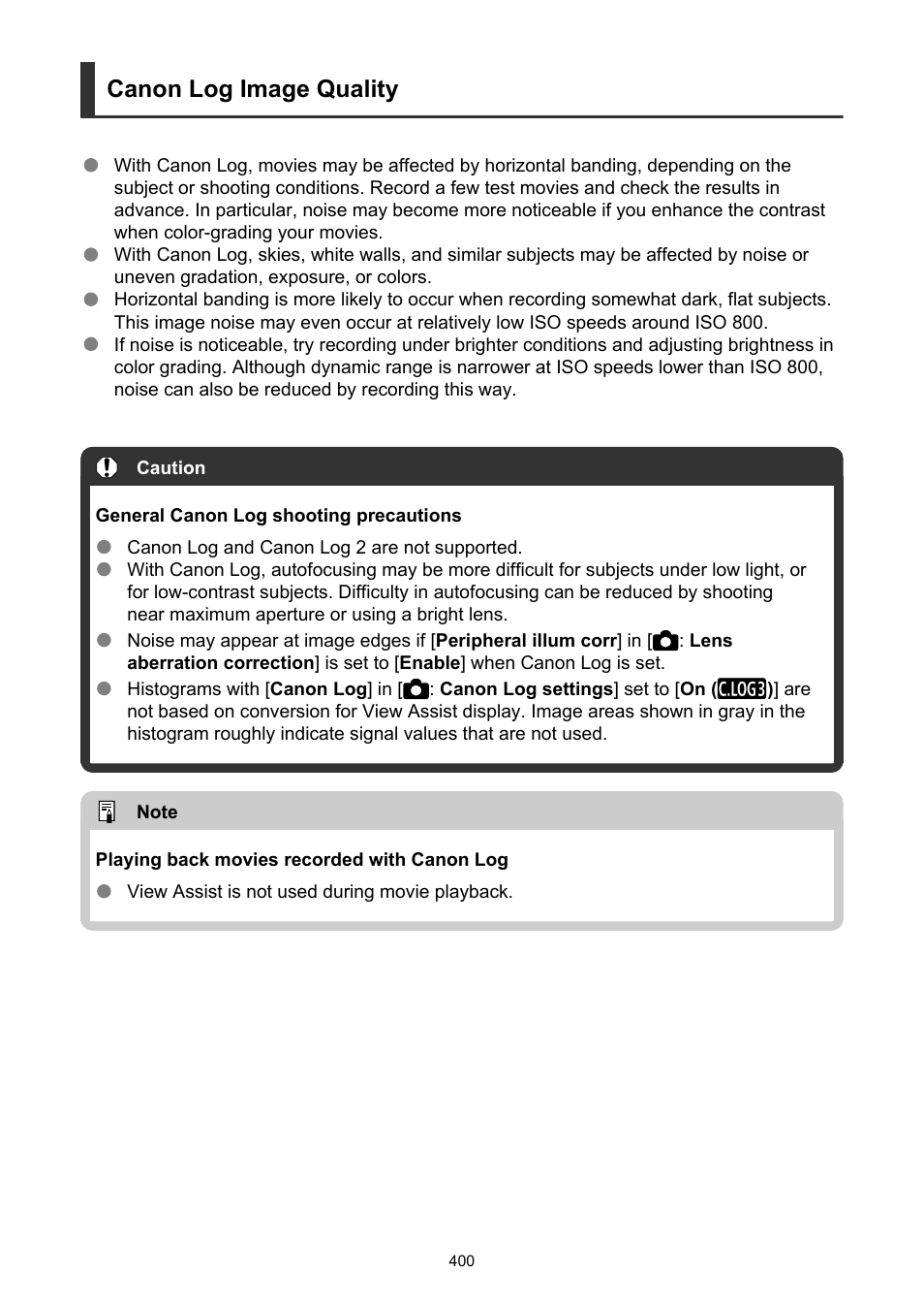 Canon log image quality | Canon EOS R6 Mark II Mirrorless Camera with 24-105mm f/4-7.1 Lens User Manual | Page 400 / 1074
