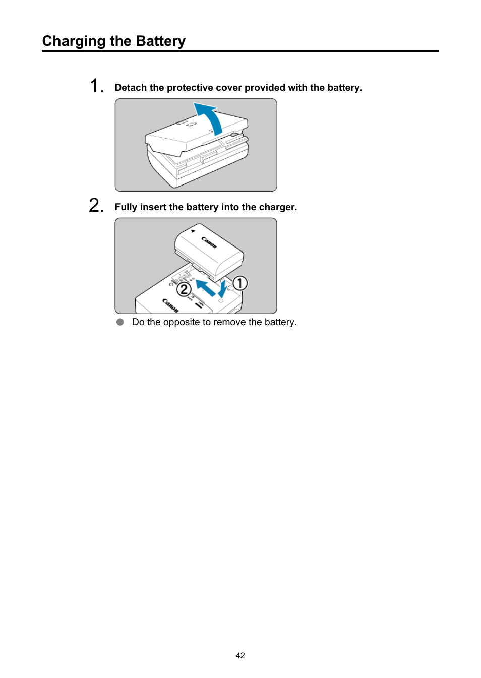 Charging the battery, Lp-e6, Lp-e6n/lp-e6 | Canon EOS R6 Mark II Mirrorless Camera with 24-105mm f/4-7.1 Lens User Manual | Page 42 / 1074