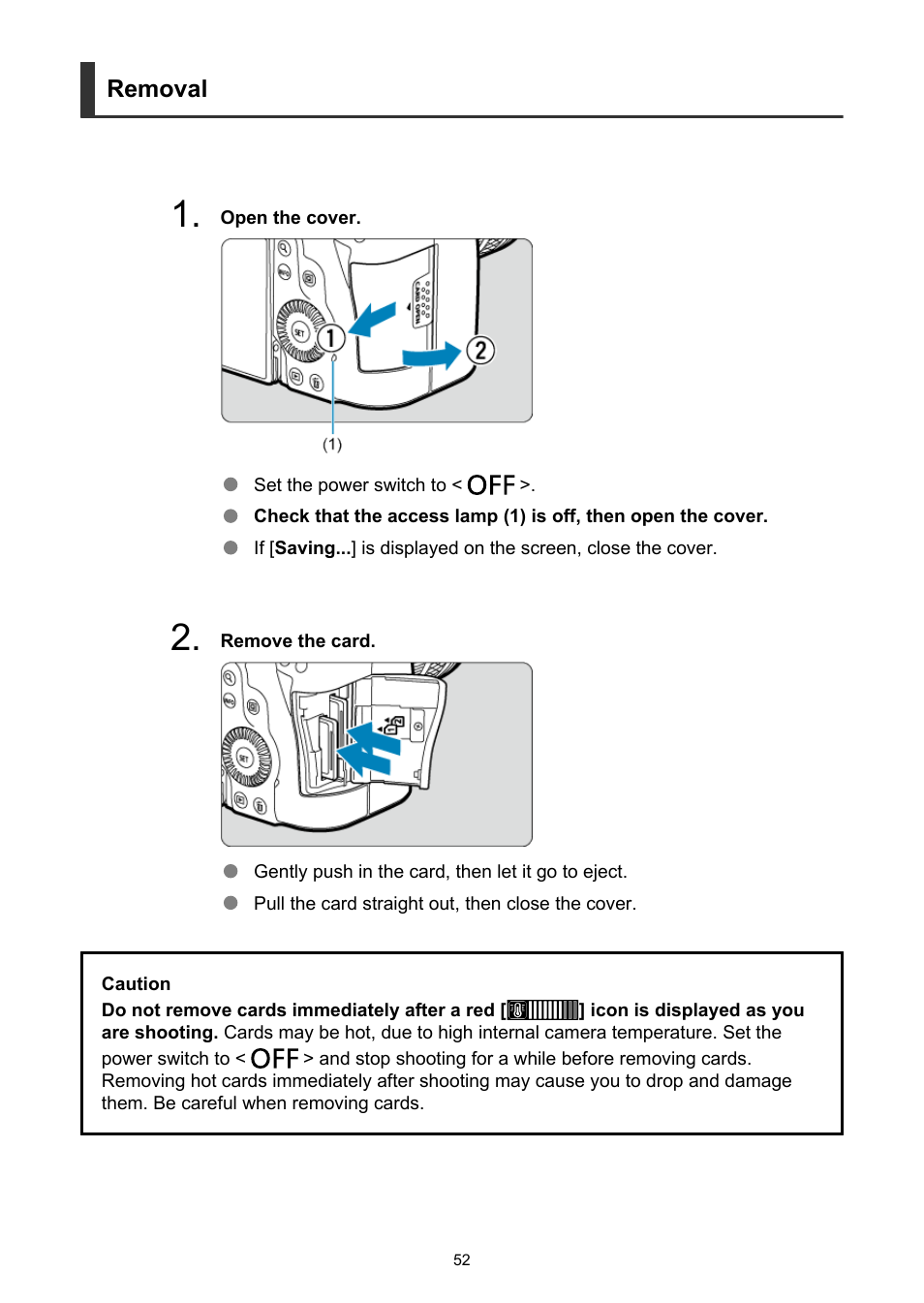 Removal | Canon EOS R6 Mark II Mirrorless Camera with 24-105mm f/4-7.1 Lens User Manual | Page 52 / 1074