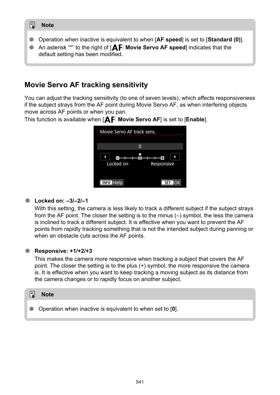 Movie servo af track sens, Movie servo af tracking sensitivity | Canon EOS R6 Mark II Mirrorless Camera with 24-105mm f/4-7.1 Lens User Manual | Page 541 / 1074