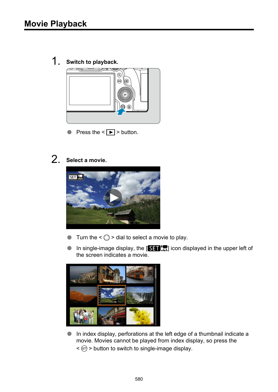 Movie playback | Canon EOS R6 Mark II Mirrorless Camera with 24-105mm f/4-7.1 Lens User Manual | Page 580 / 1074
