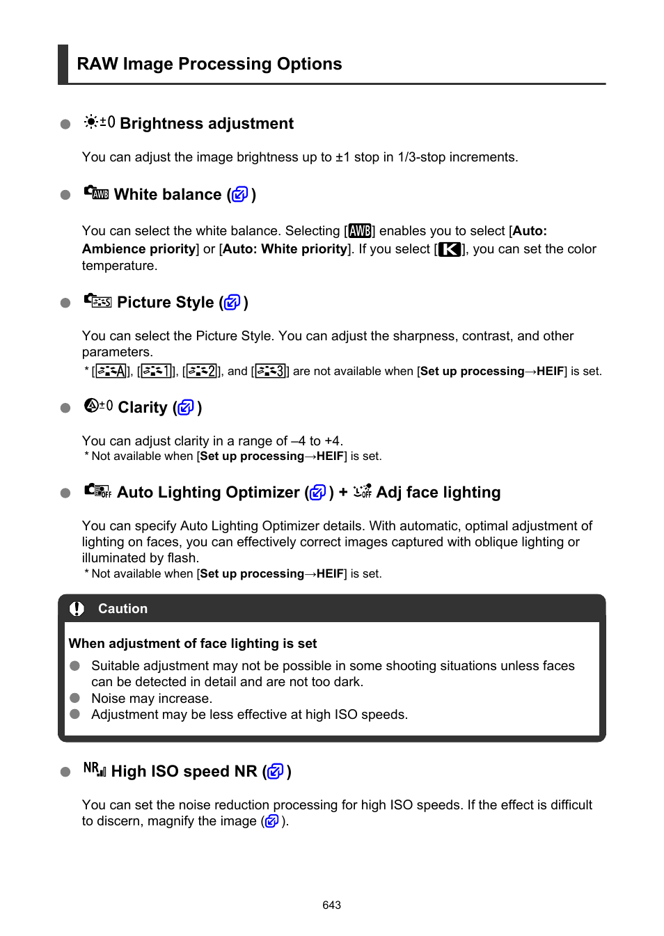 Raw image processing options | Canon EOS R6 Mark II Mirrorless Camera with 24-105mm f/4-7.1 Lens User Manual | Page 643 / 1074