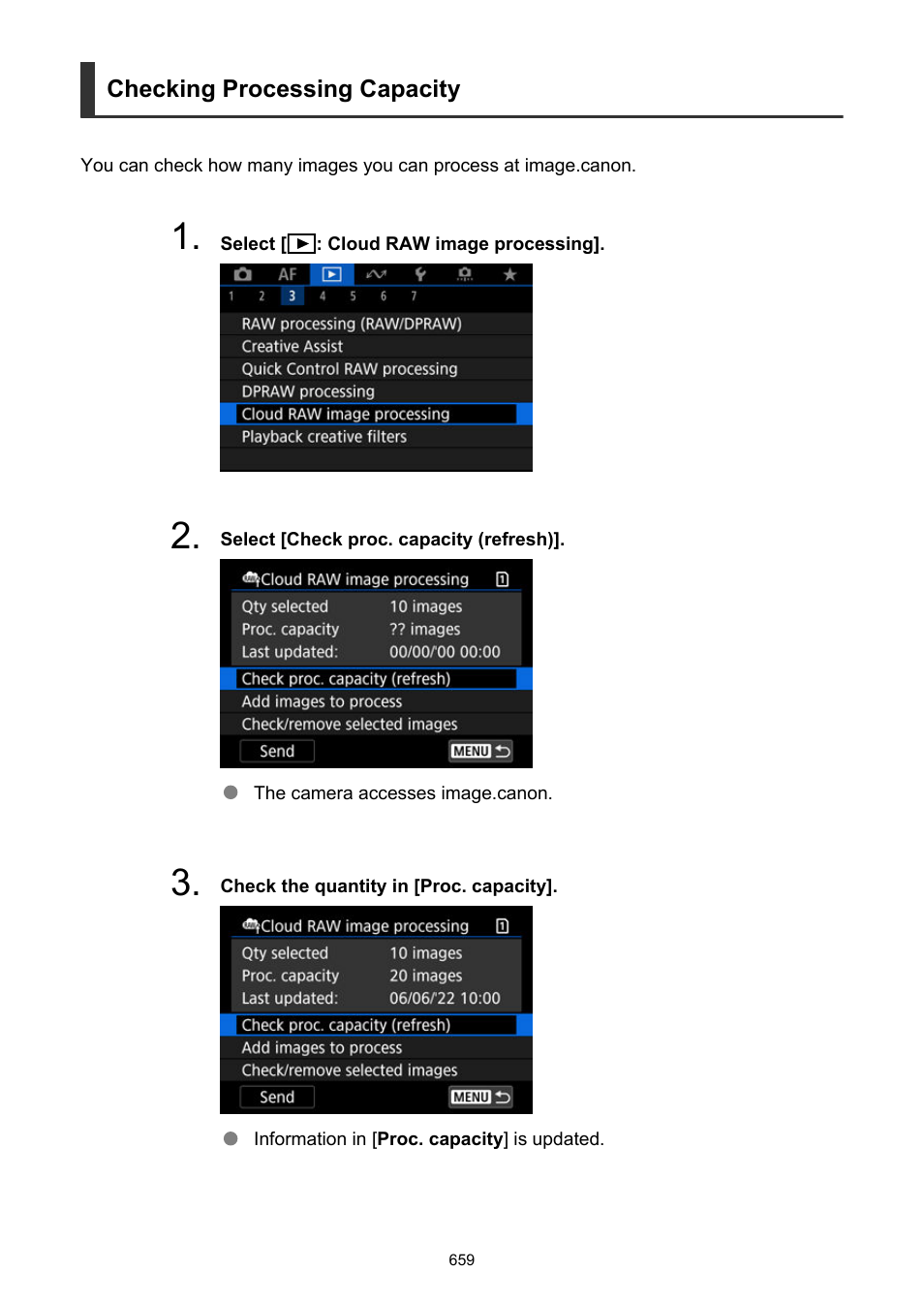 Checking processing capacity | Canon EOS R6 Mark II Mirrorless Camera with 24-105mm f/4-7.1 Lens User Manual | Page 659 / 1074