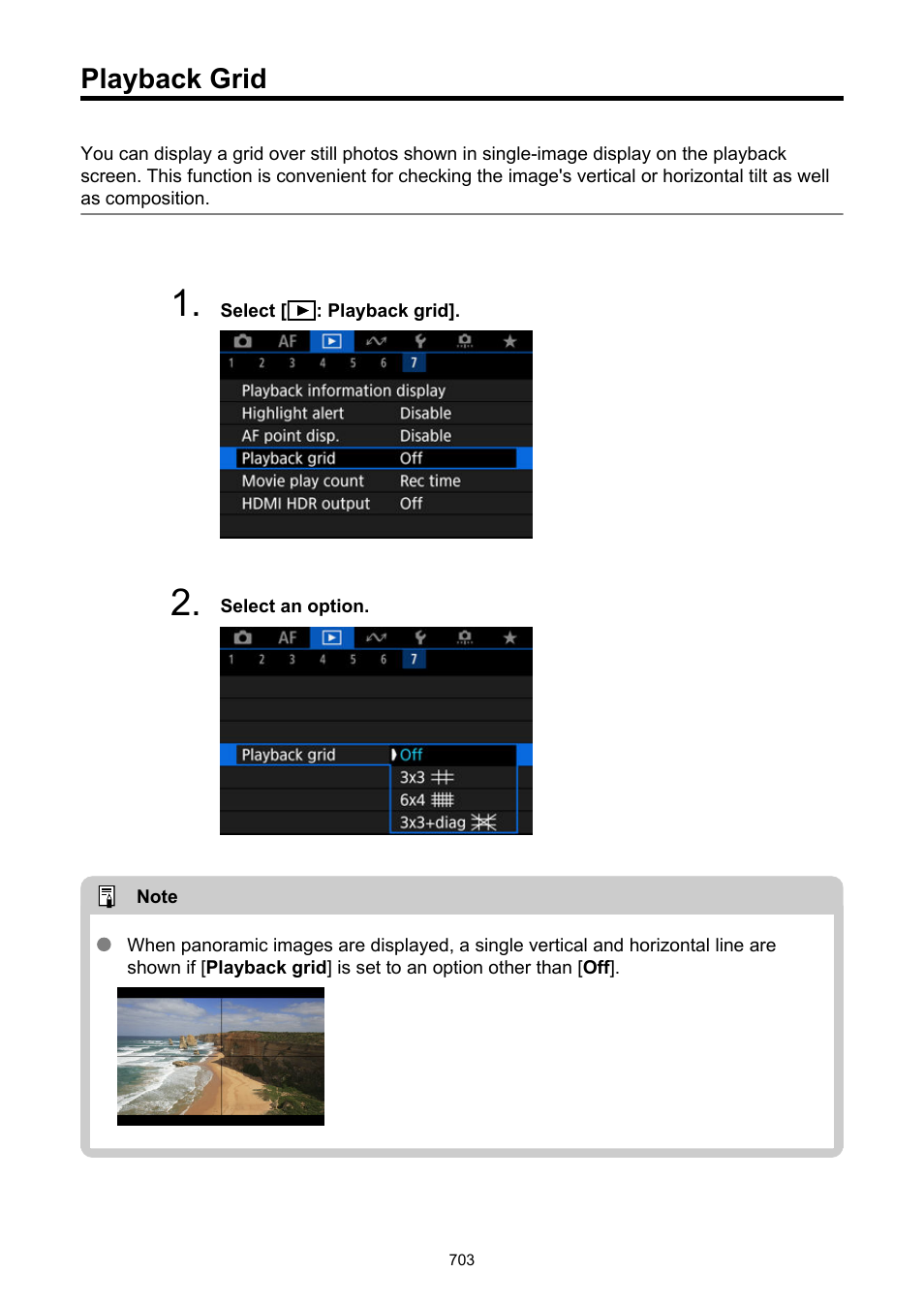 Playback grid | Canon EOS R6 Mark II Mirrorless Camera with 24-105mm f/4-7.1 Lens User Manual | Page 703 / 1074