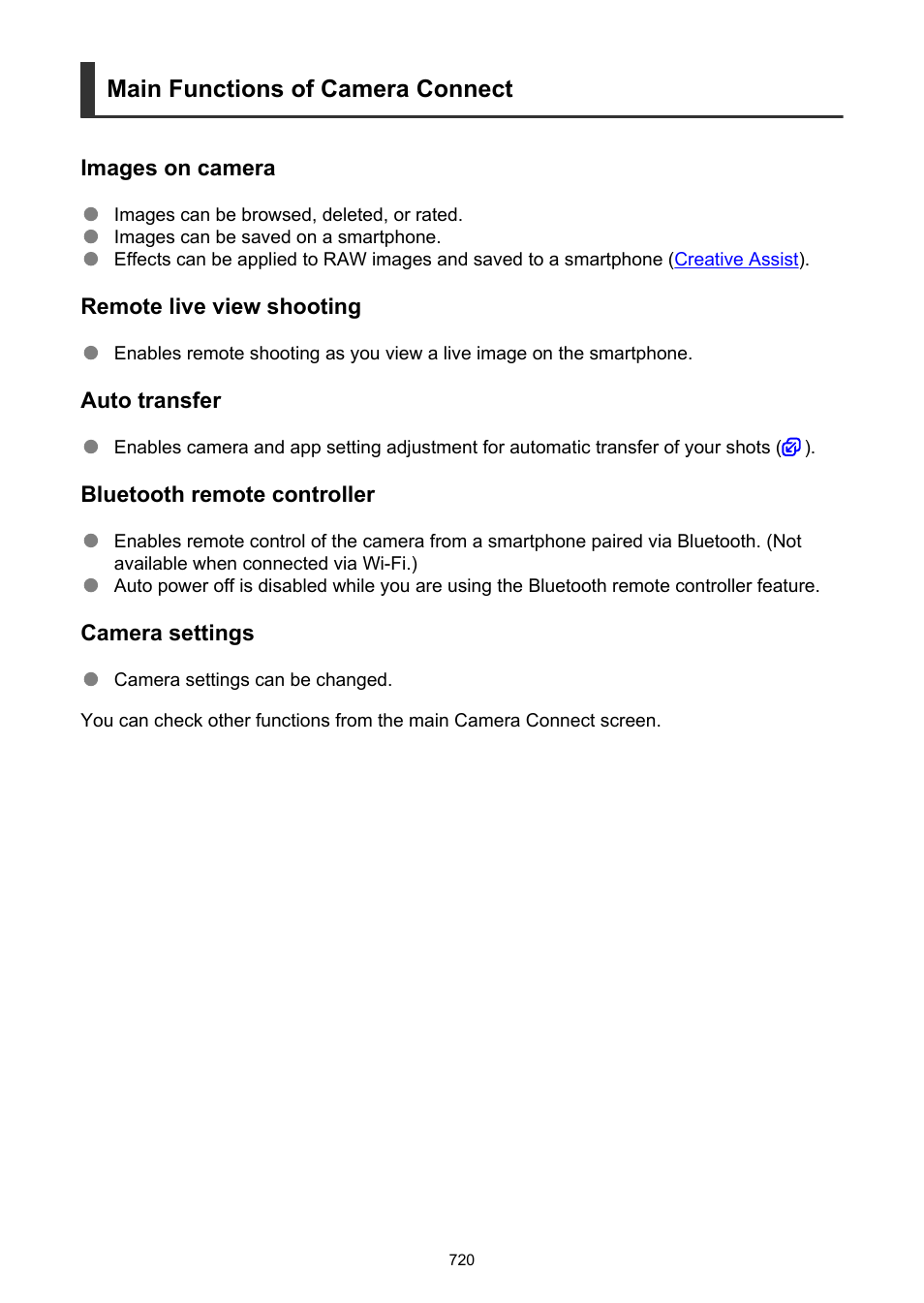 Main functions of camera connect | Canon EOS R6 Mark II Mirrorless Camera with 24-105mm f/4-7.1 Lens User Manual | Page 720 / 1074