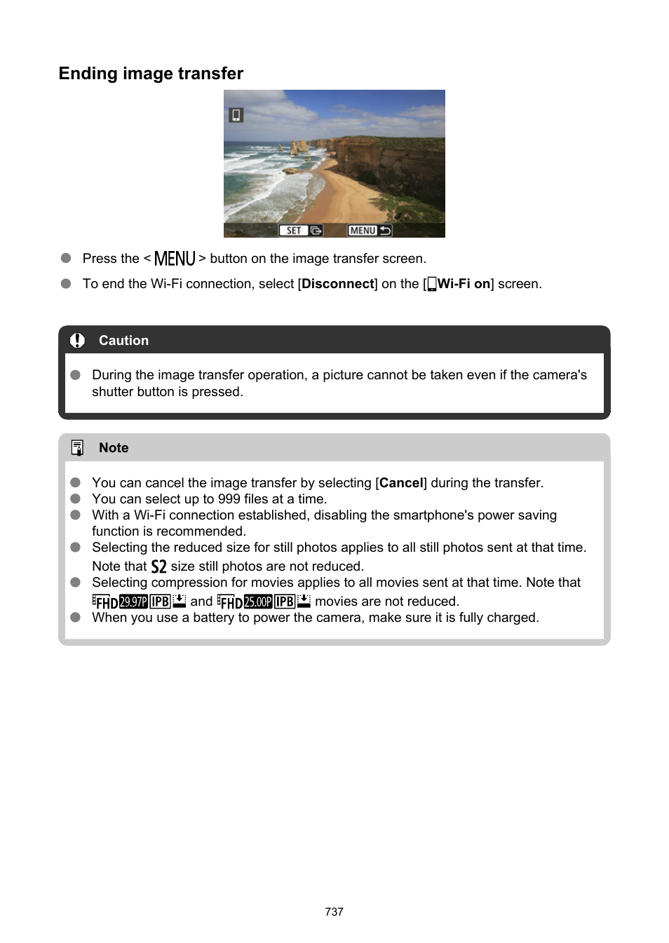Ending image transfer | Canon EOS R6 Mark II Mirrorless Camera with 24-105mm f/4-7.1 Lens User Manual | Page 737 / 1074