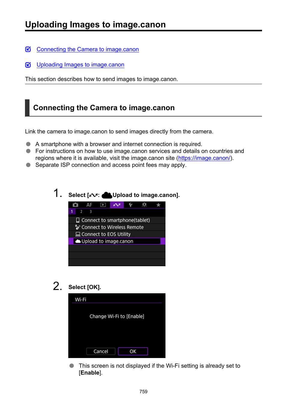 Uploading images to image.canon, Upload to image.canon | Canon EOS R6 Mark II Mirrorless Camera with 24-105mm f/4-7.1 Lens User Manual | Page 759 / 1074