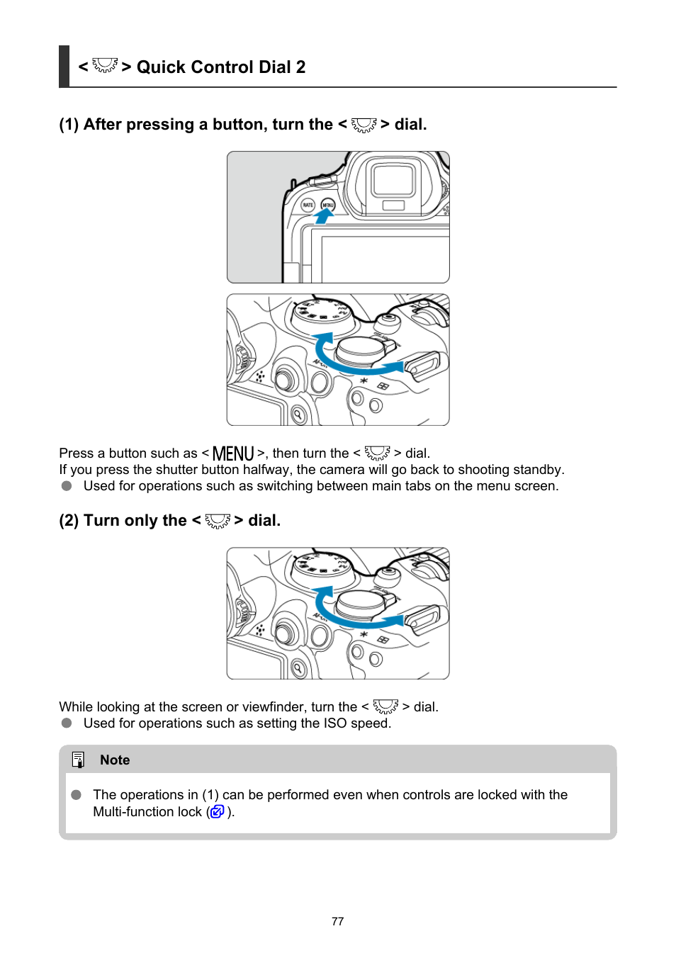 Quick control dial 2 | Canon EOS R6 Mark II Mirrorless Camera with 24-105mm f/4-7.1 Lens User Manual | Page 77 / 1074