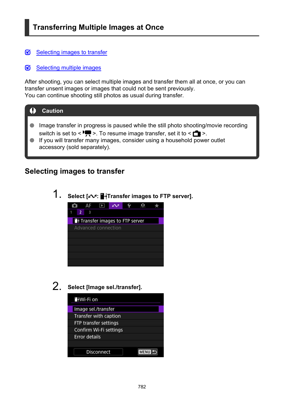 Transferring multiple images at once, Movies as described in, Together manually at a later time | Canon EOS R6 Mark II Mirrorless Camera with 24-105mm f/4-7.1 Lens User Manual | Page 782 / 1074
