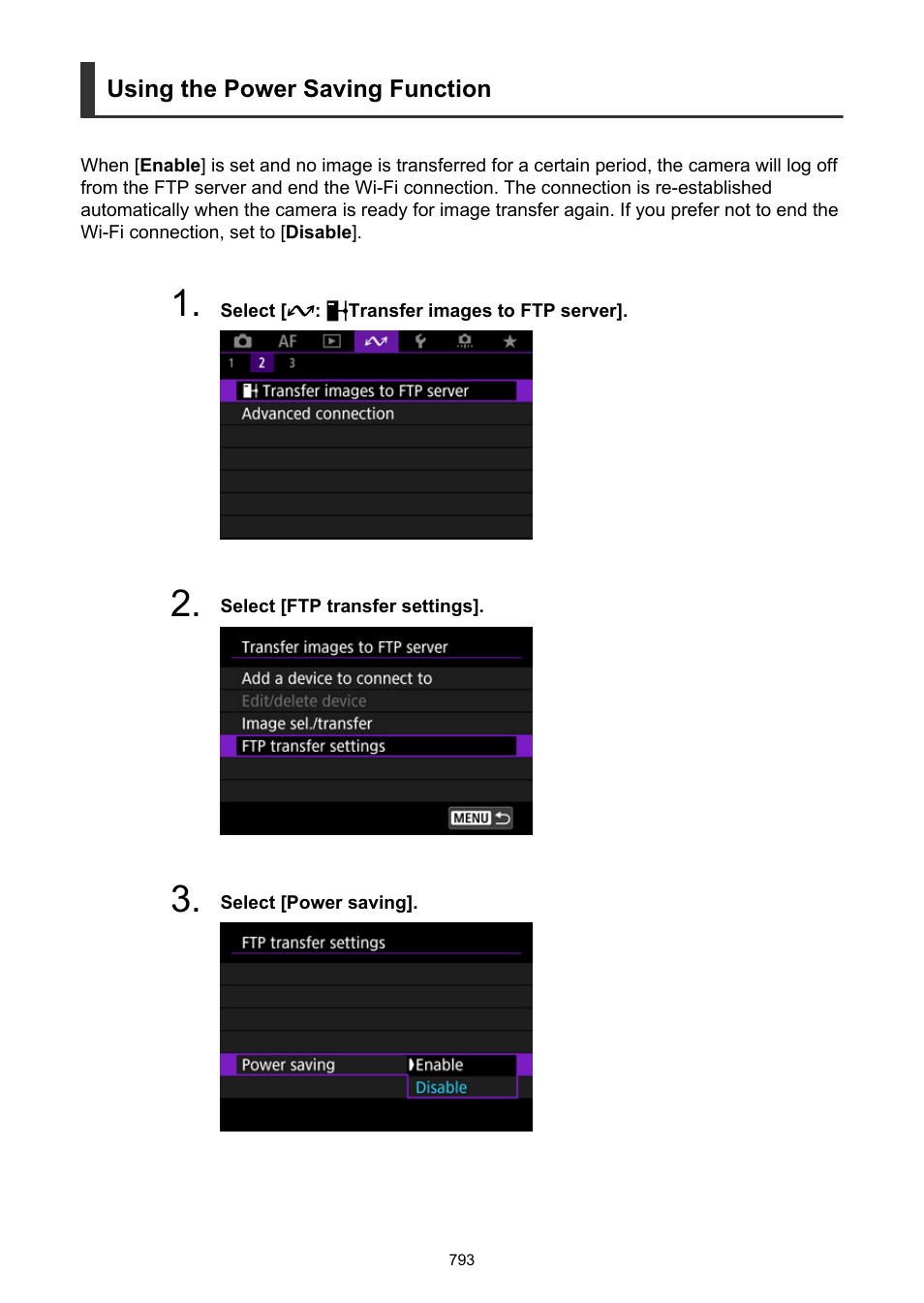 Using the power saving function | Canon EOS R6 Mark II Mirrorless Camera with 24-105mm f/4-7.1 Lens User Manual | Page 793 / 1074