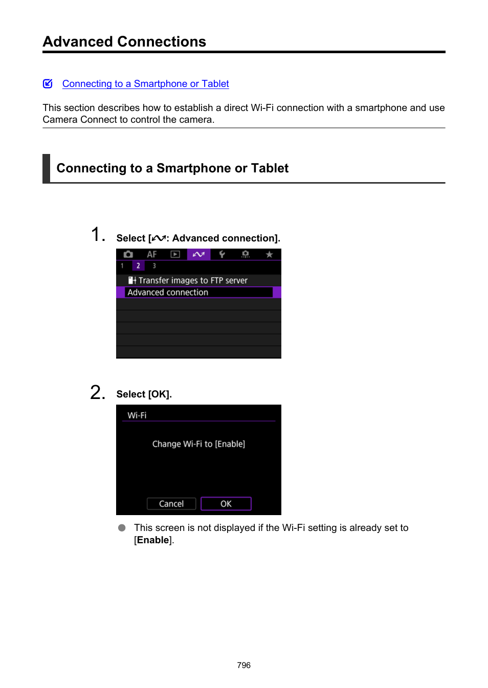 Advanced connections, Advanced connection, Using bluetooth | Canon EOS R6 Mark II Mirrorless Camera with 24-105mm f/4-7.1 Lens User Manual | Page 796 / 1074