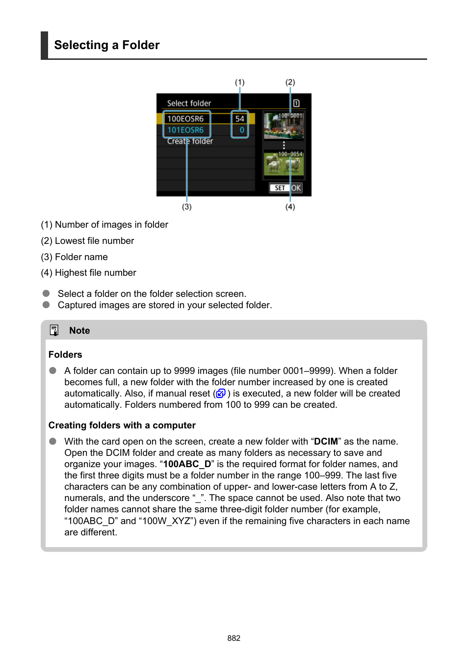 Selecting a folder | Canon EOS R6 Mark II Mirrorless Camera with 24-105mm f/4-7.1 Lens User Manual | Page 882 / 1074
