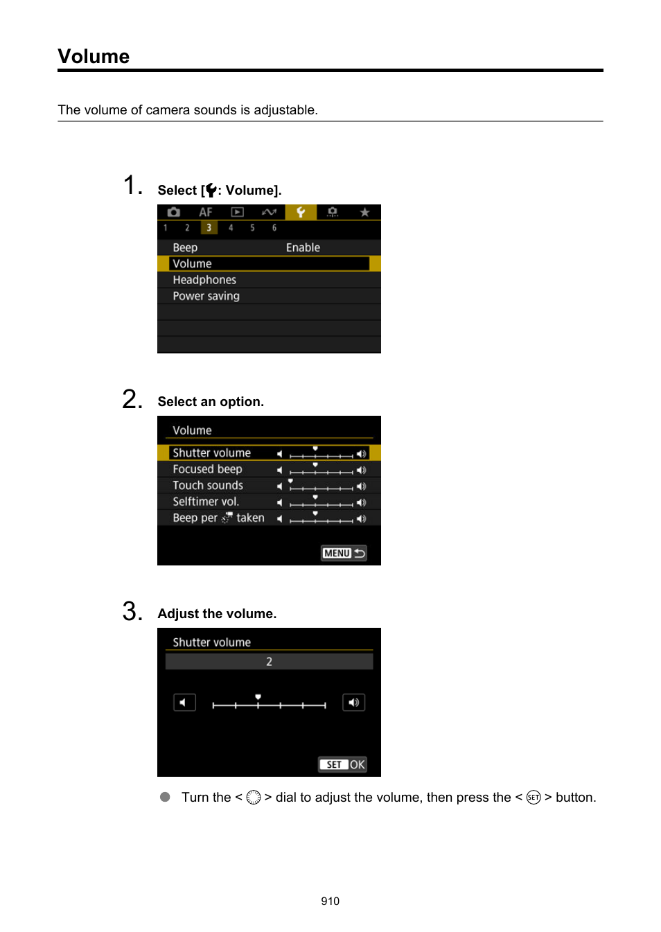 Volume | Canon EOS R6 Mark II Mirrorless Camera with 24-105mm f/4-7.1 Lens User Manual | Page 910 / 1074