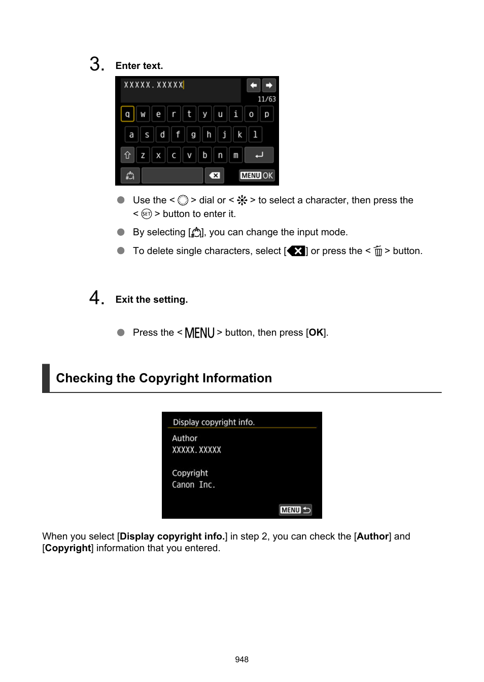 Checking the copyright information | Canon EOS R6 Mark II Mirrorless Camera with 24-105mm f/4-7.1 Lens User Manual | Page 948 / 1074