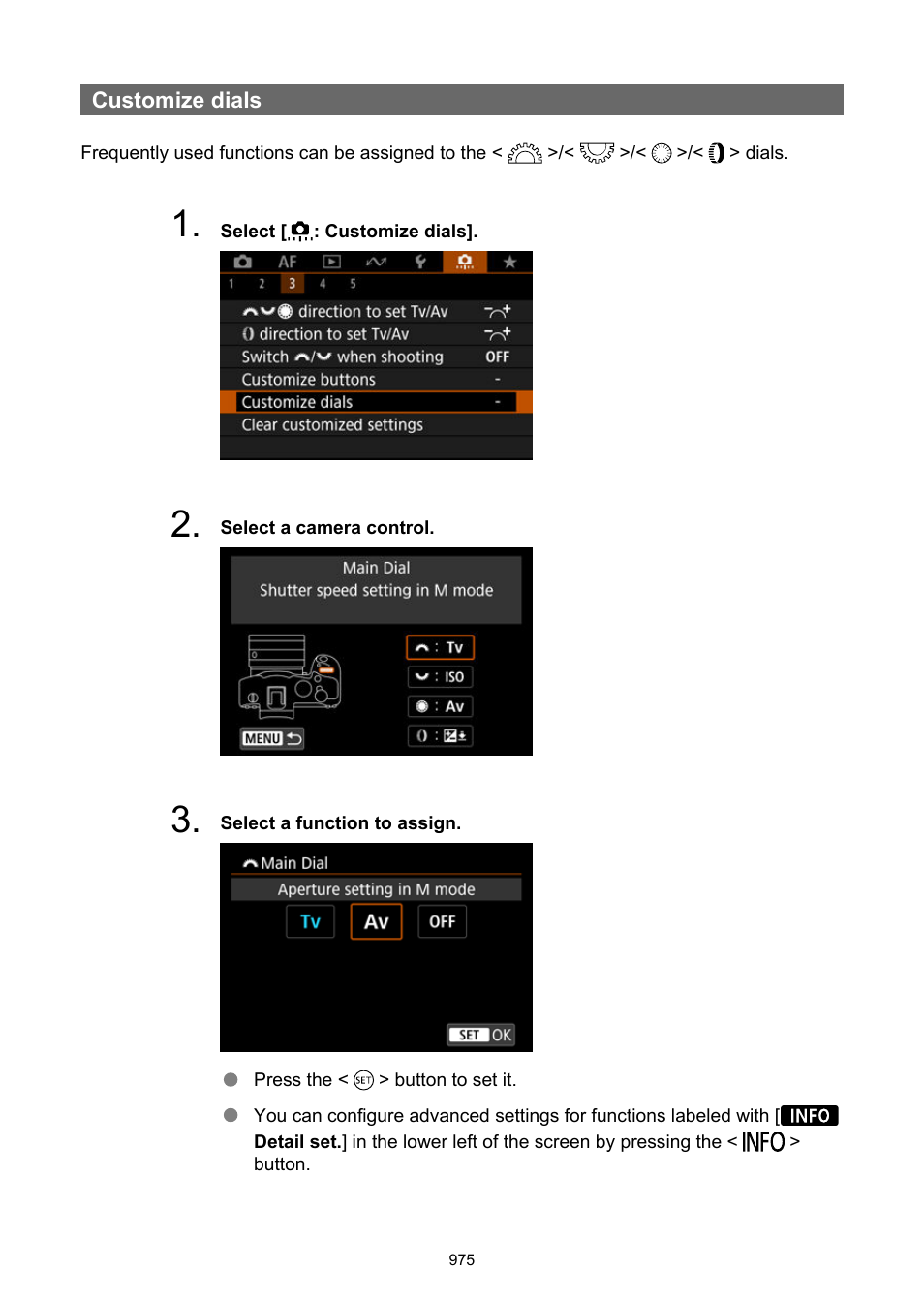 Customize dials | Canon EOS R6 Mark II Mirrorless Camera with 24-105mm f/4-7.1 Lens User Manual | Page 975 / 1074