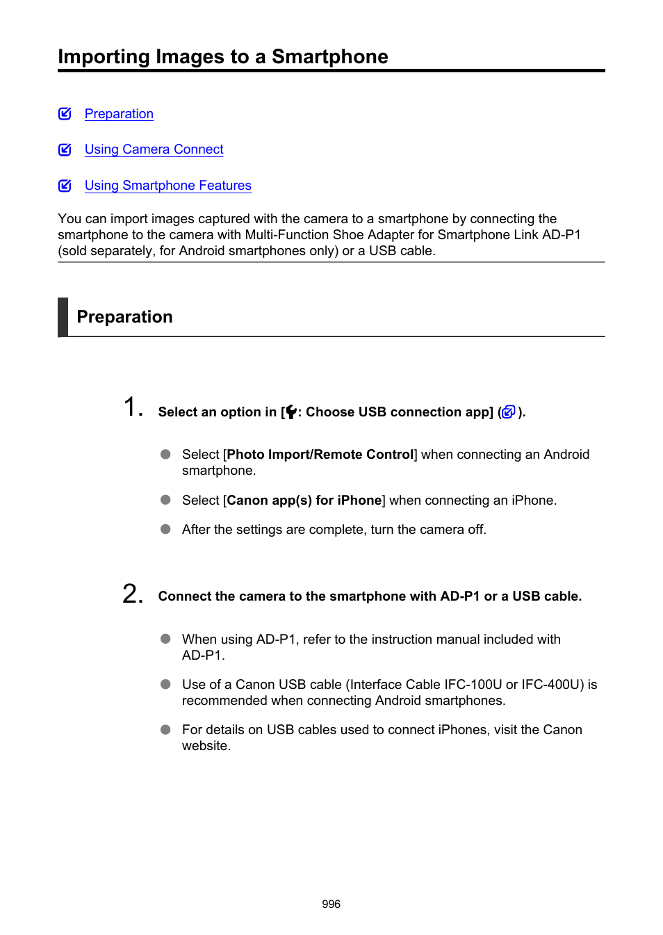 Importing images to a smartphone | Canon EOS R6 Mark II Mirrorless Camera with 24-105mm f/4-7.1 Lens User Manual | Page 996 / 1074
