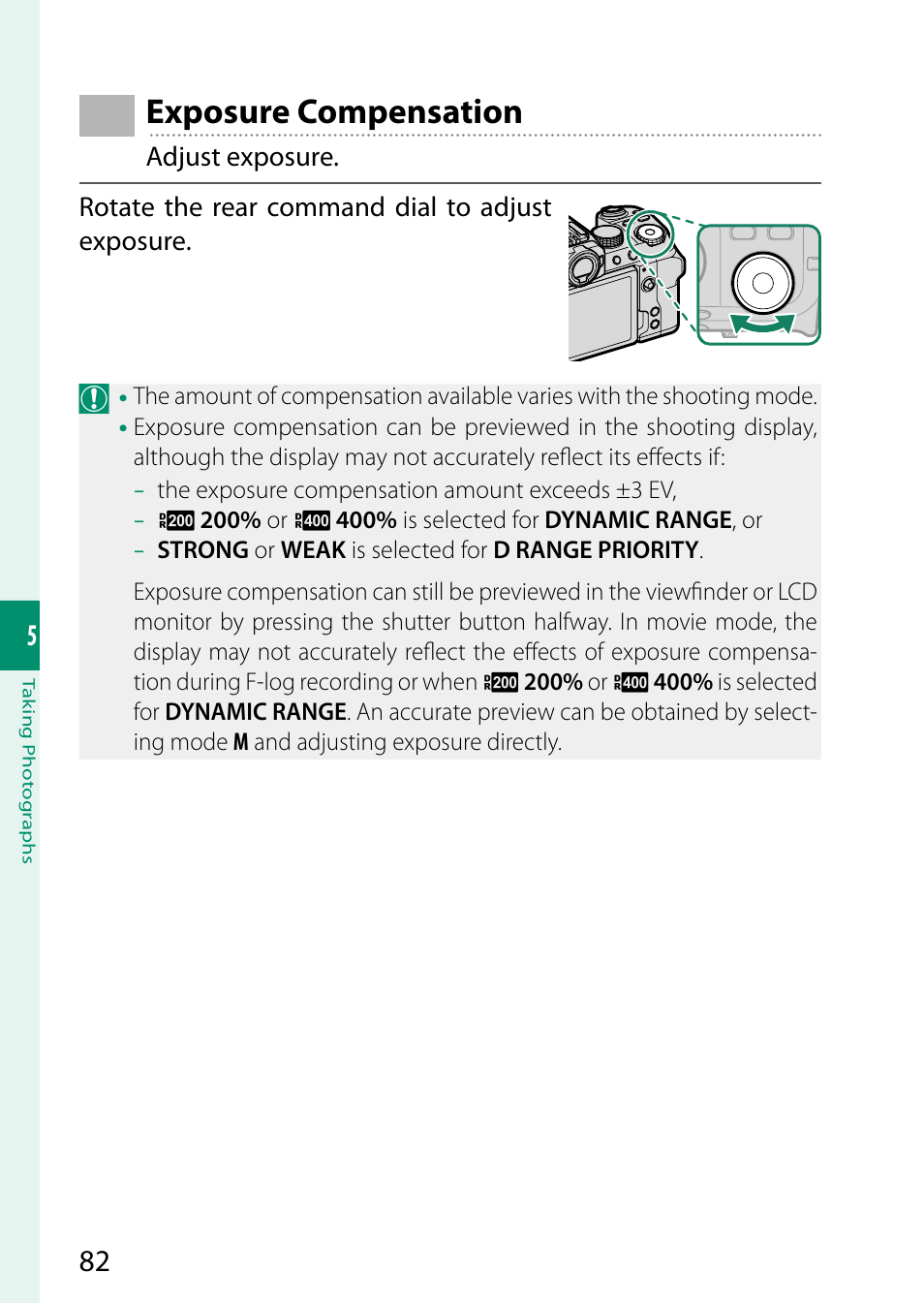 Exposure compensation | FujiFilm X-S10 Mirrorless Camera User Manual | Page 106 / 354