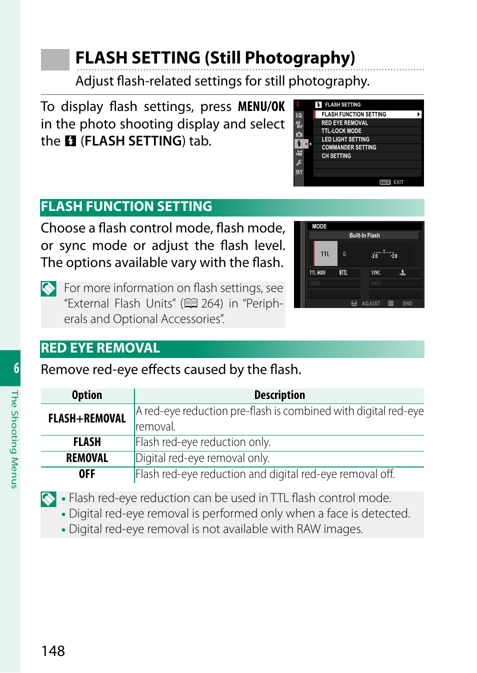 Flash setting (still photography) | FujiFilm X-S10 Mirrorless Camera User Manual | Page 172 / 354