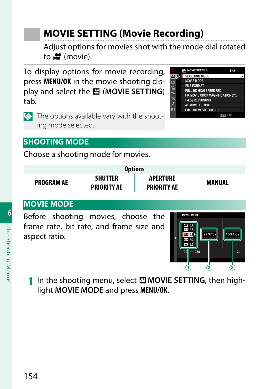 Movie setting (movie recording) | FujiFilm X-S10 Mirrorless Camera User Manual | Page 178 / 354