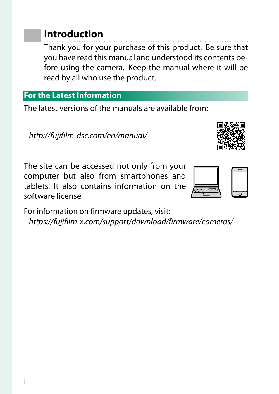 Introduction | FujiFilm X-S10 Mirrorless Camera User Manual | Page 2 / 354