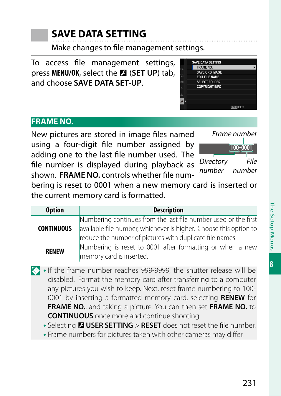 Save data setting | FujiFilm X-S10 Mirrorless Camera User Manual | Page 255 / 354