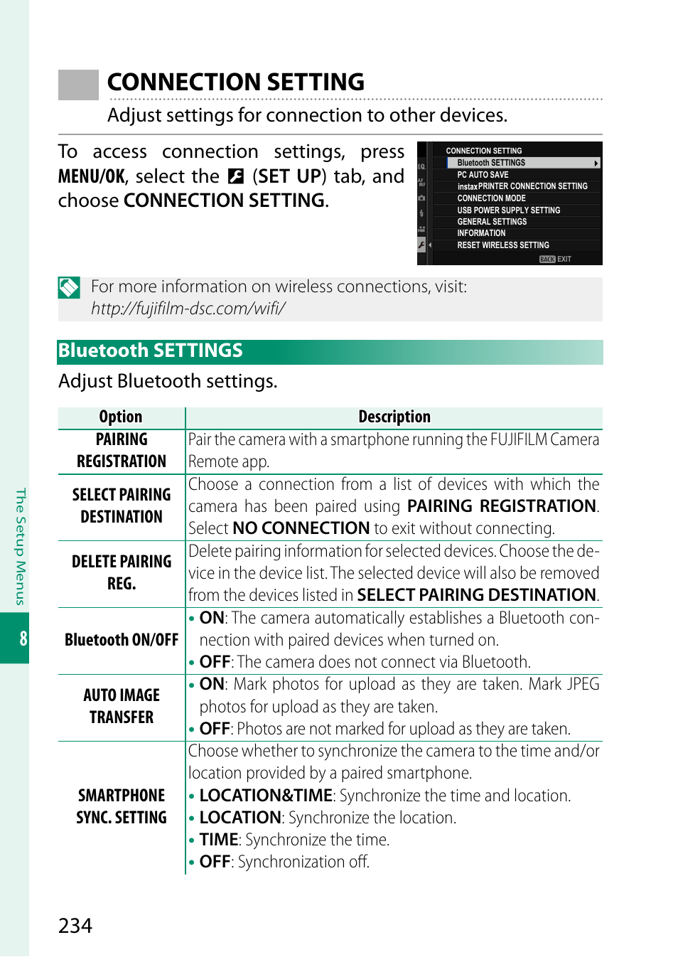 Connection setting | FujiFilm X-S10 Mirrorless Camera User Manual | Page 258 / 354