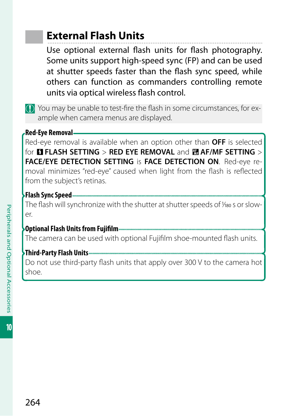 External flash units | FujiFilm X-S10 Mirrorless Camera User Manual | Page 288 / 354