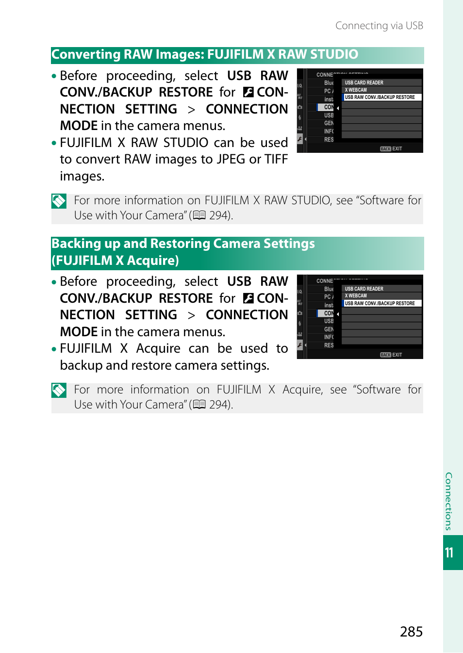 Converting raw images: fujifilm x raw studio | FujiFilm X-S10 Mirrorless Camera User Manual | Page 309 / 354