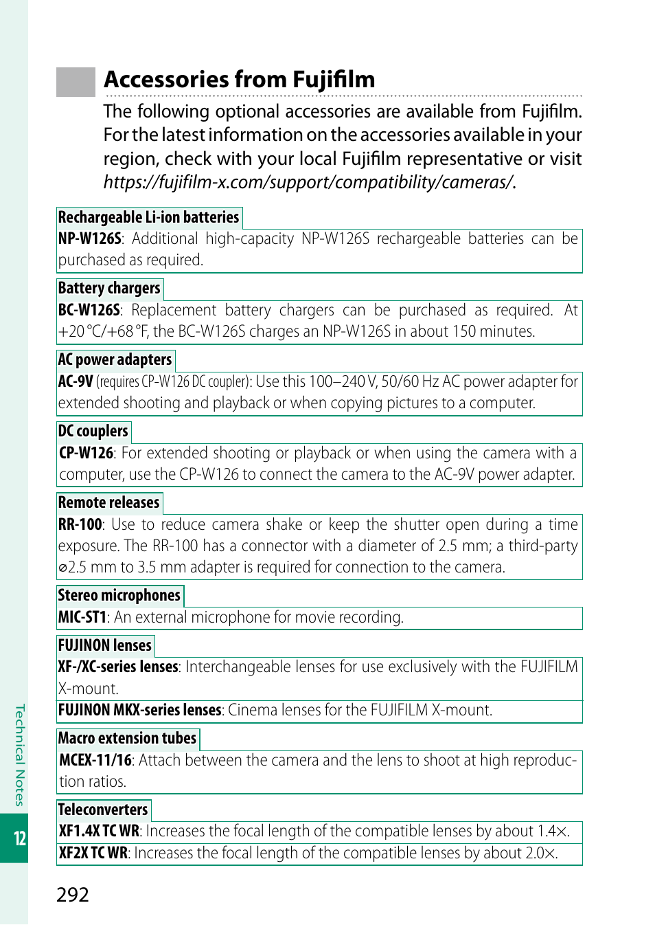 Accessories from fujifi lm | FujiFilm X-S10 Mirrorless Camera User Manual | Page 316 / 354