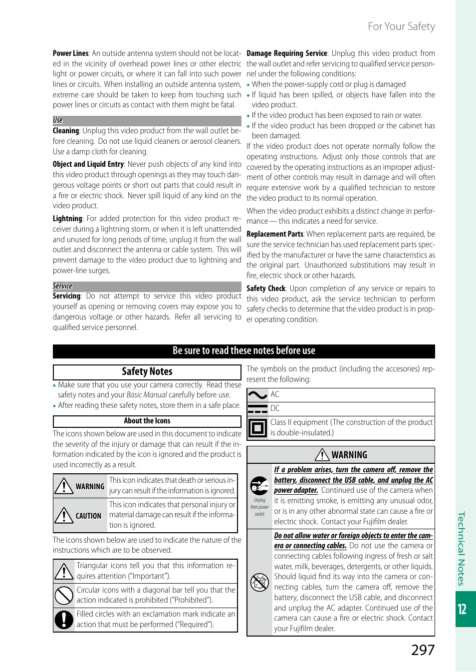 For your safety | FujiFilm X-S10 Mirrorless Camera User Manual | Page 321 / 354