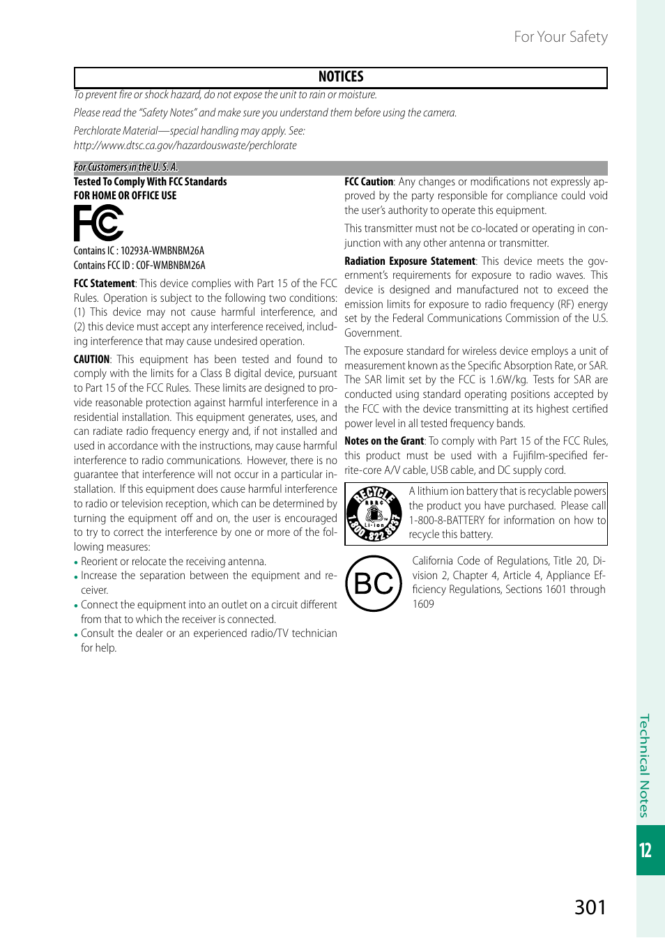 For your safety notices | FujiFilm X-S10 Mirrorless Camera User Manual | Page 325 / 354