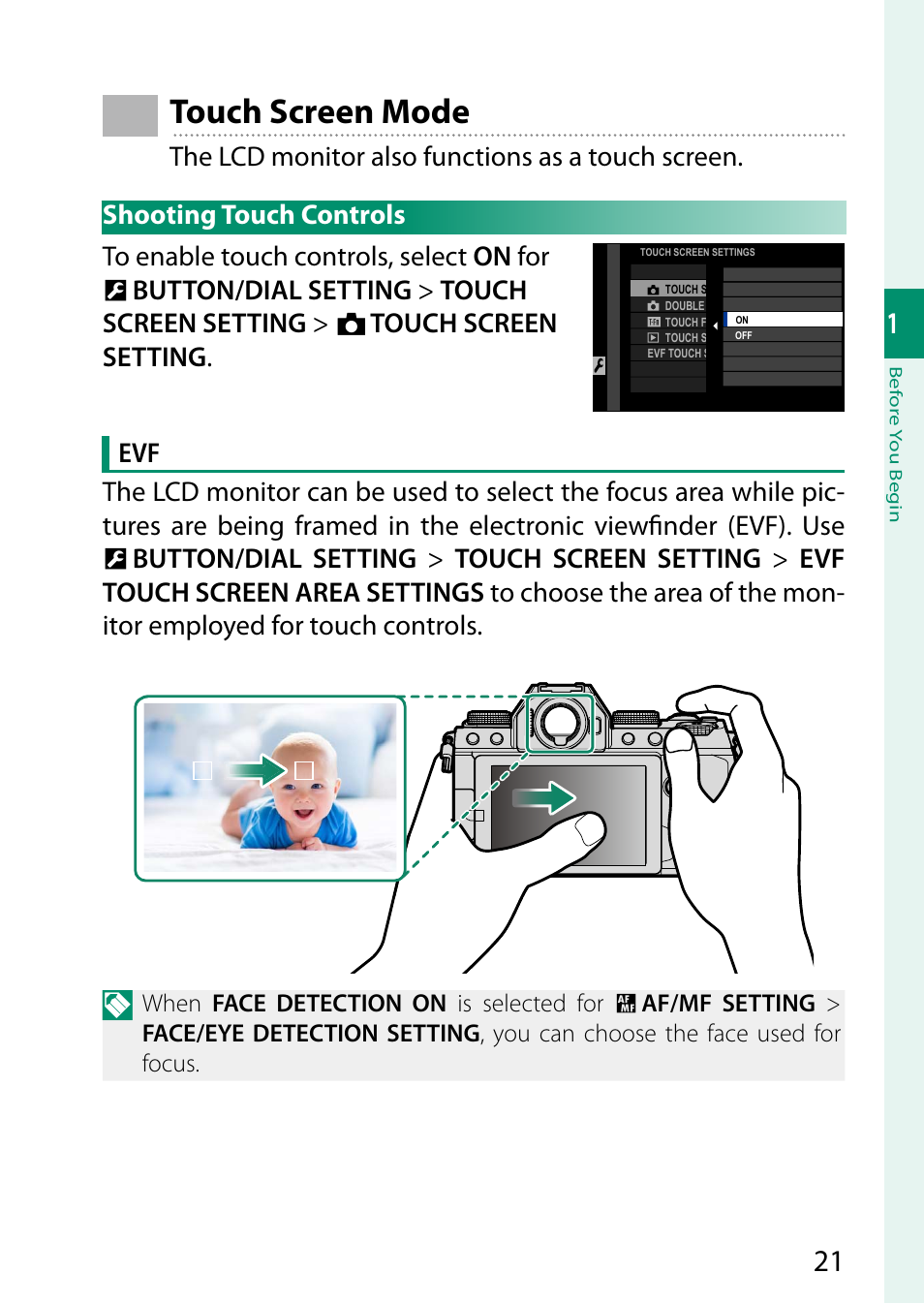 Touch screen mode | FujiFilm X-S10 Mirrorless Camera User Manual | Page 45 / 354