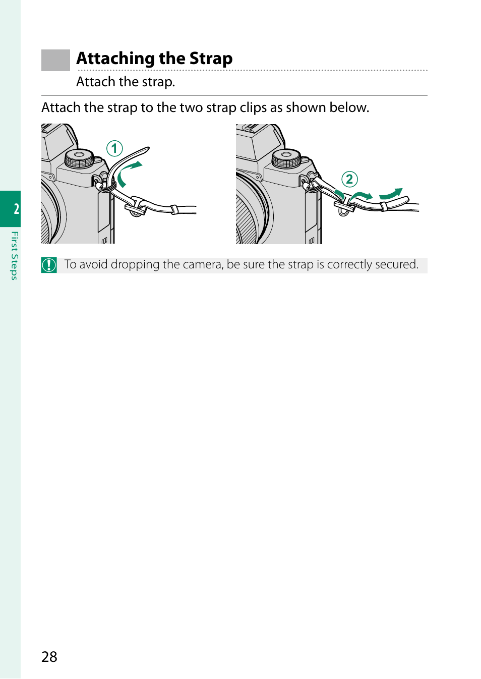 Attaching the strap | FujiFilm X-S10 Mirrorless Camera User Manual | Page 52 / 354