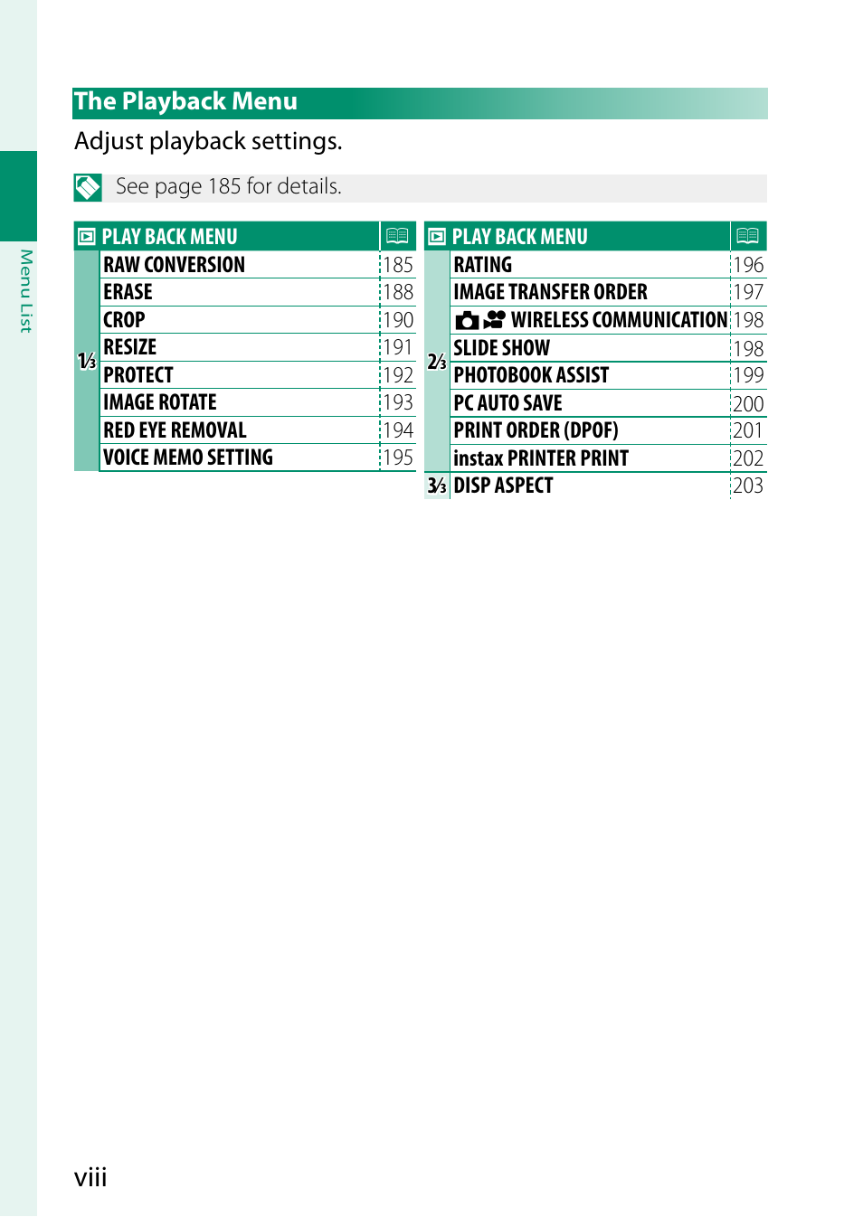 Viii | FujiFilm X-S10 Mirrorless Camera User Manual | Page 8 / 354