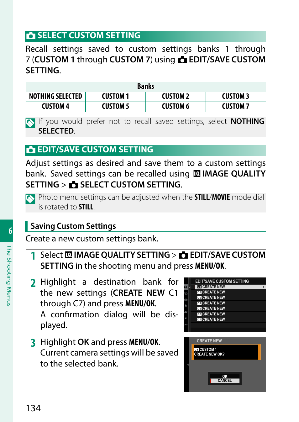 Select custom setting, Edit/save custom setting | FujiFilm X-T5 Mirrorless Camera (Silver) User Manual | Page 160 / 432