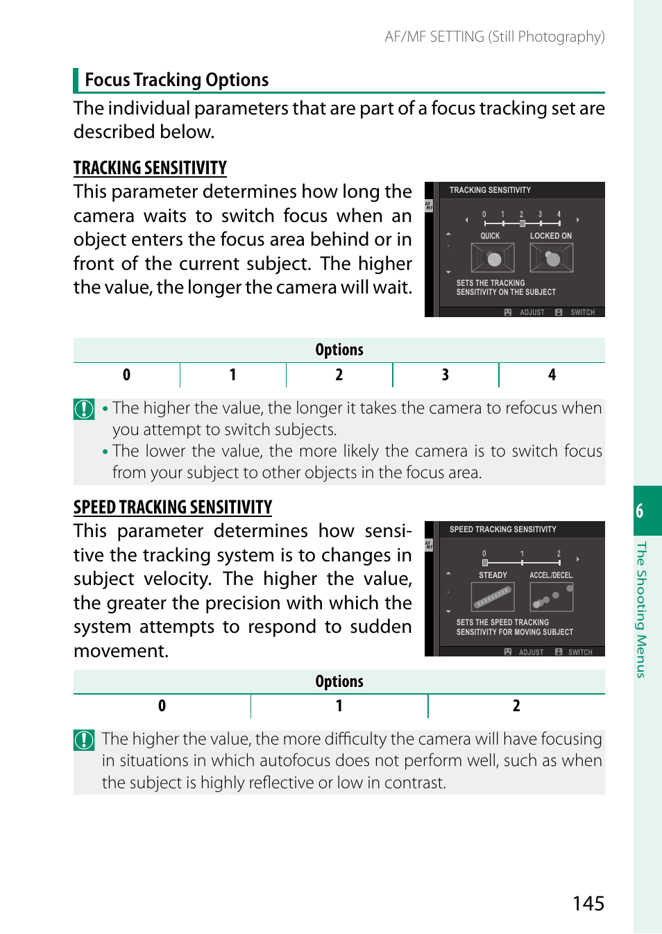 Speed tracking sensitivity | FujiFilm X-T5 Mirrorless Camera (Silver) User Manual | Page 171 / 432